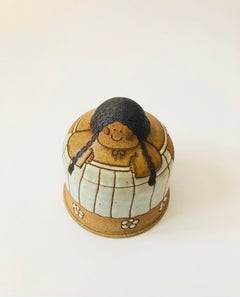 Vintage Krista Hahne Girl Pottery Container