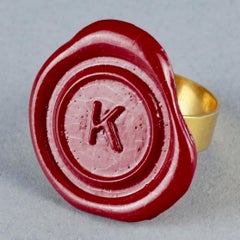 Vintage KRIZIA K Logo Red Wax Seal Whimsical Novelty Ring
