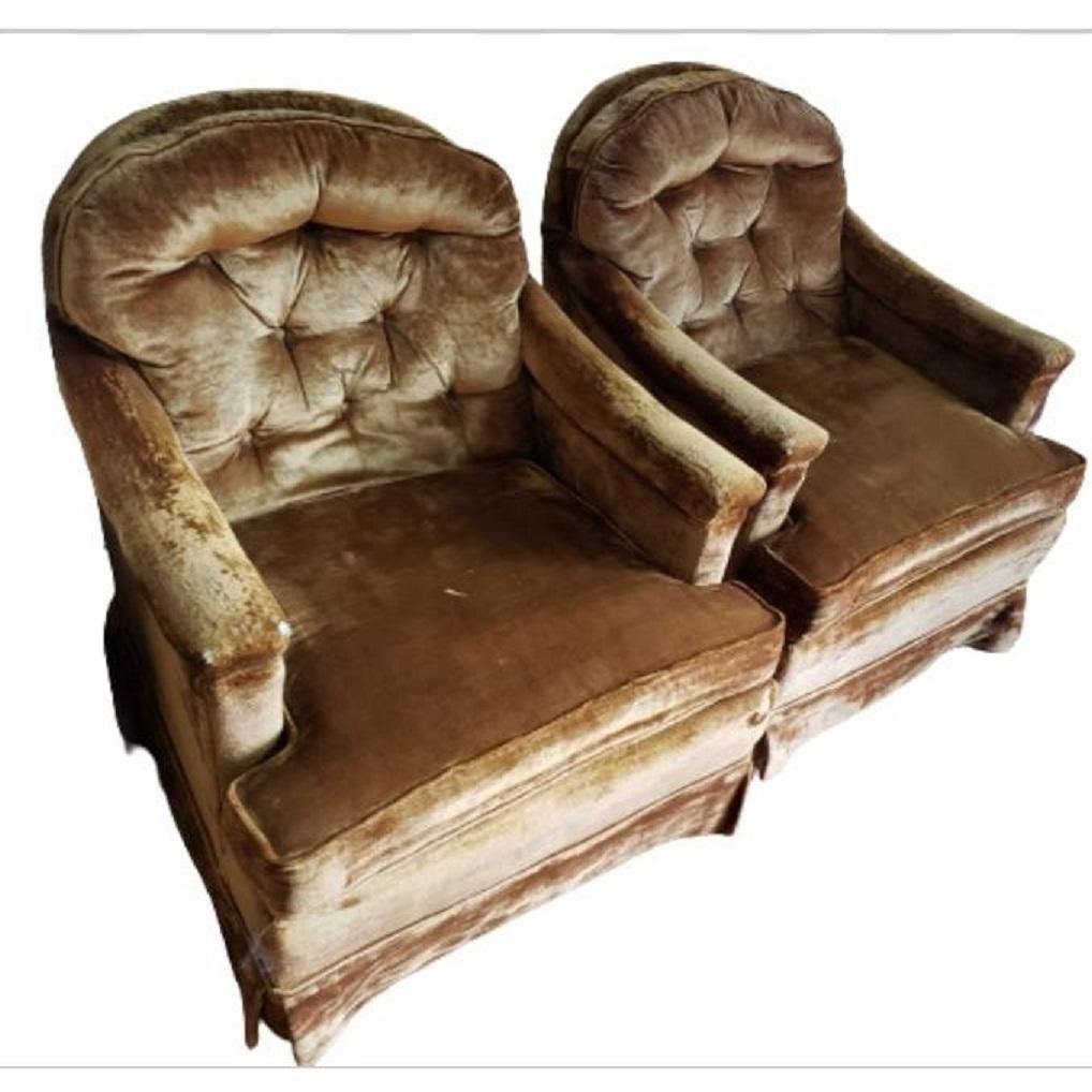 Mid-Century Modern Vintage Kroehler Signature Designs Tufted Armchairs, a Pair For Sale