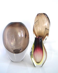 Vintage Krosno Sommerso Glass Vase Late 1970s-Early 1980 Modernist Design