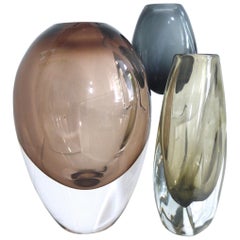 Retro Krosno Sommerso Glass Vase Late 1970s-Early 1980 Modernist Design