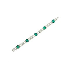 Vintage KTF Art Deco Emerald & White Paste Cocktail Bracelet 1935