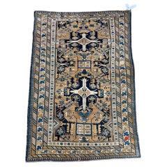 Vintage Kuba Cseikhong Rug With Tribal Cross Medallions – 5'10" X 4'1"