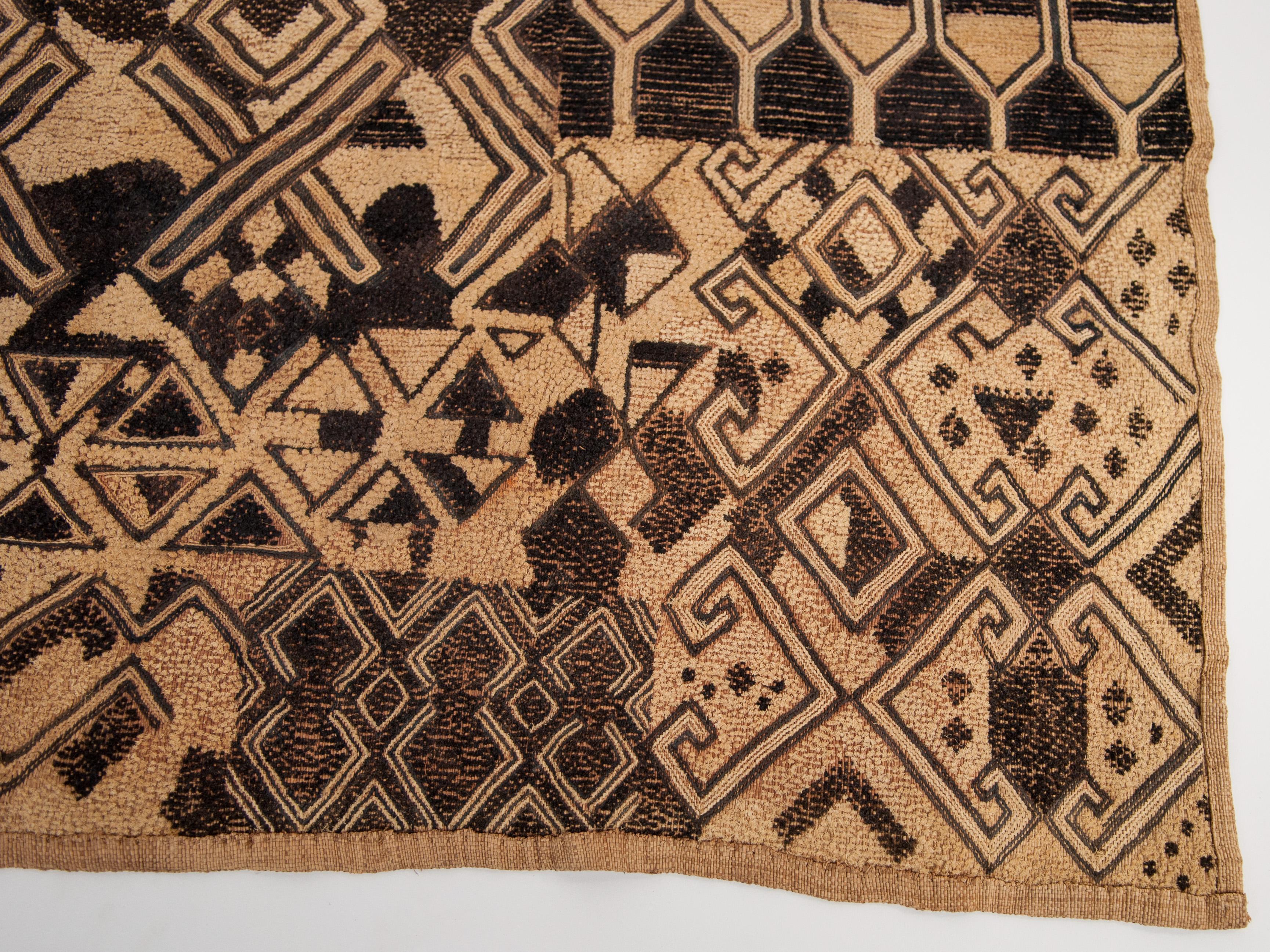 Vintage Kuba Raffia Textile Panel, Central Africa, Mid-20th Century 5