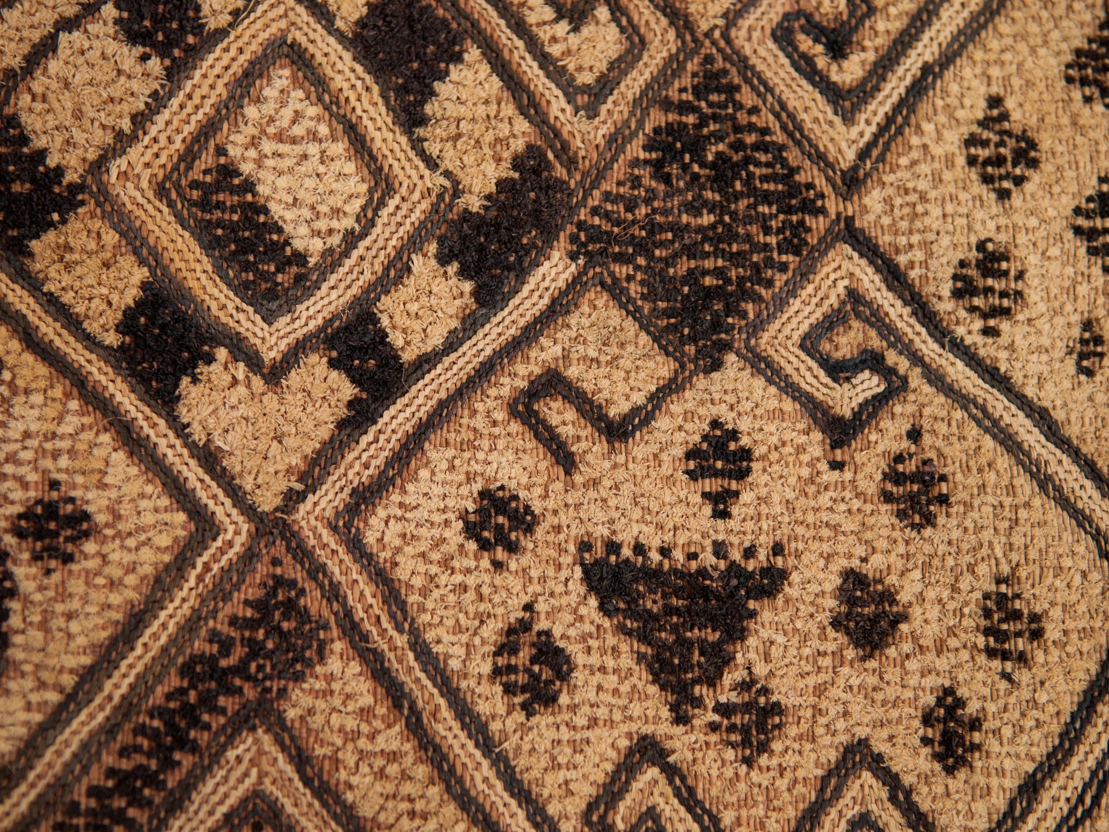 Vintage Kuba Raffia Textile Panel, Central Africa, Mid-20th Century 9
