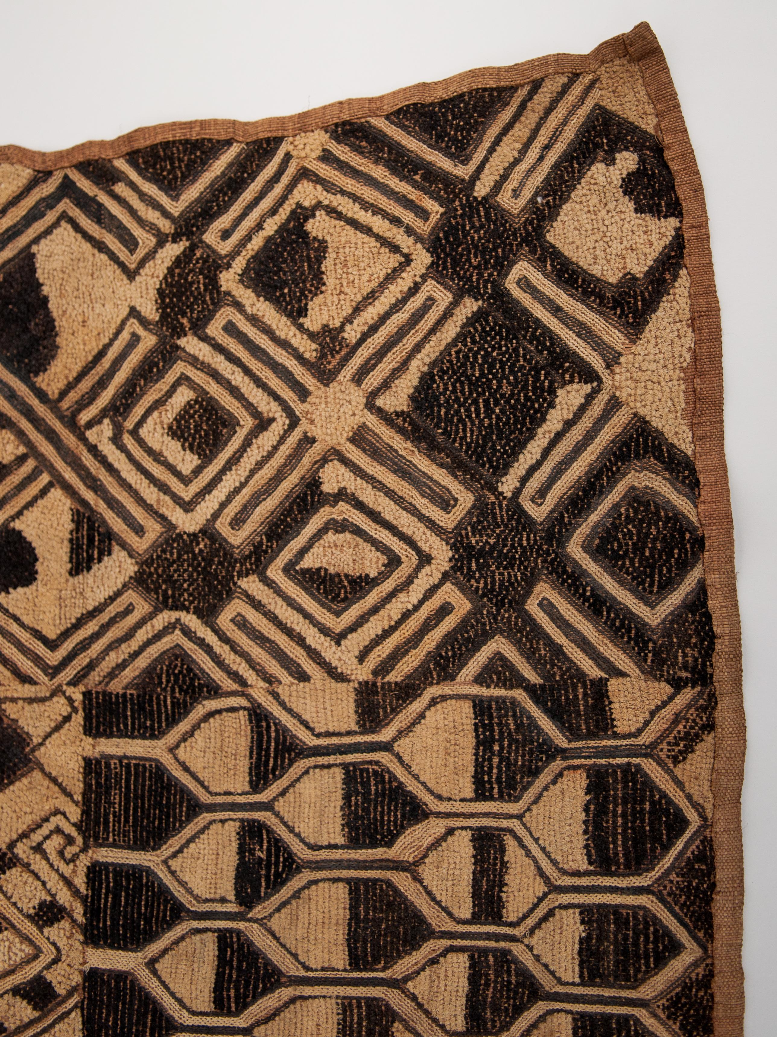 Vintage Kuba Raffia Textile Panel, Central Africa, Mid-20th Century 1