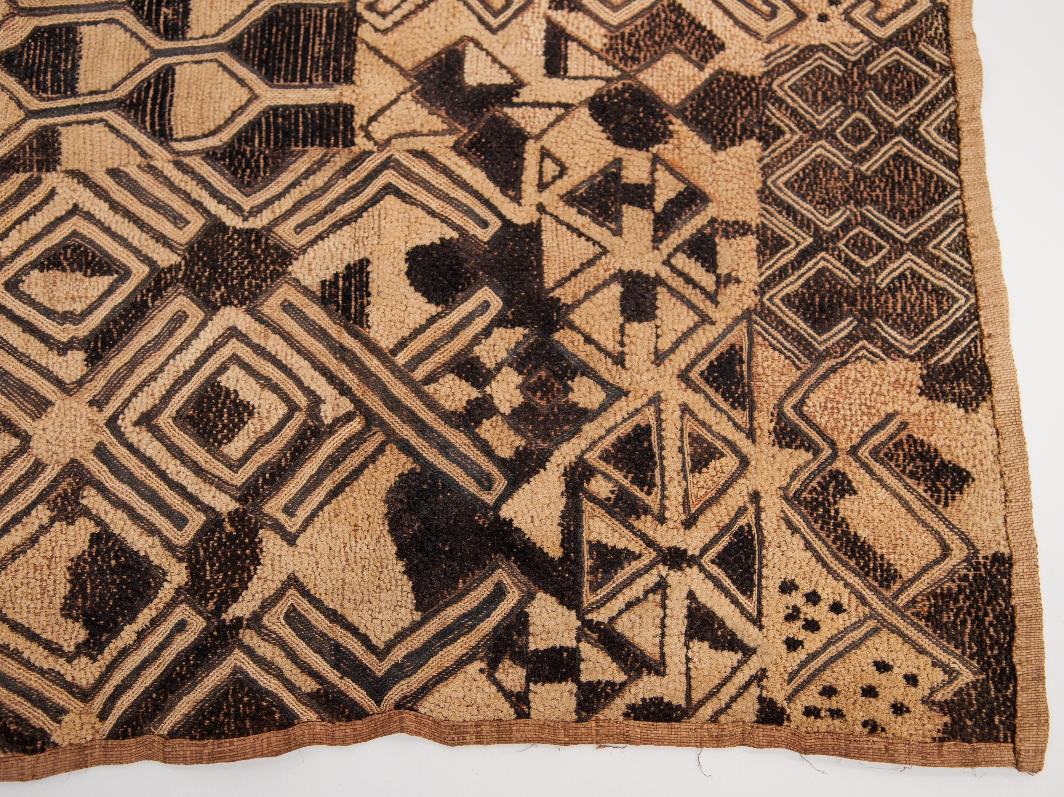 Vintage Kuba Raffia Textile Panel, Central Africa, Mid-20th Century 3