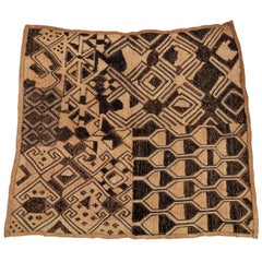 Vintage Kuba Raffia Textile Panel, Central Africa, Mid-20th Century