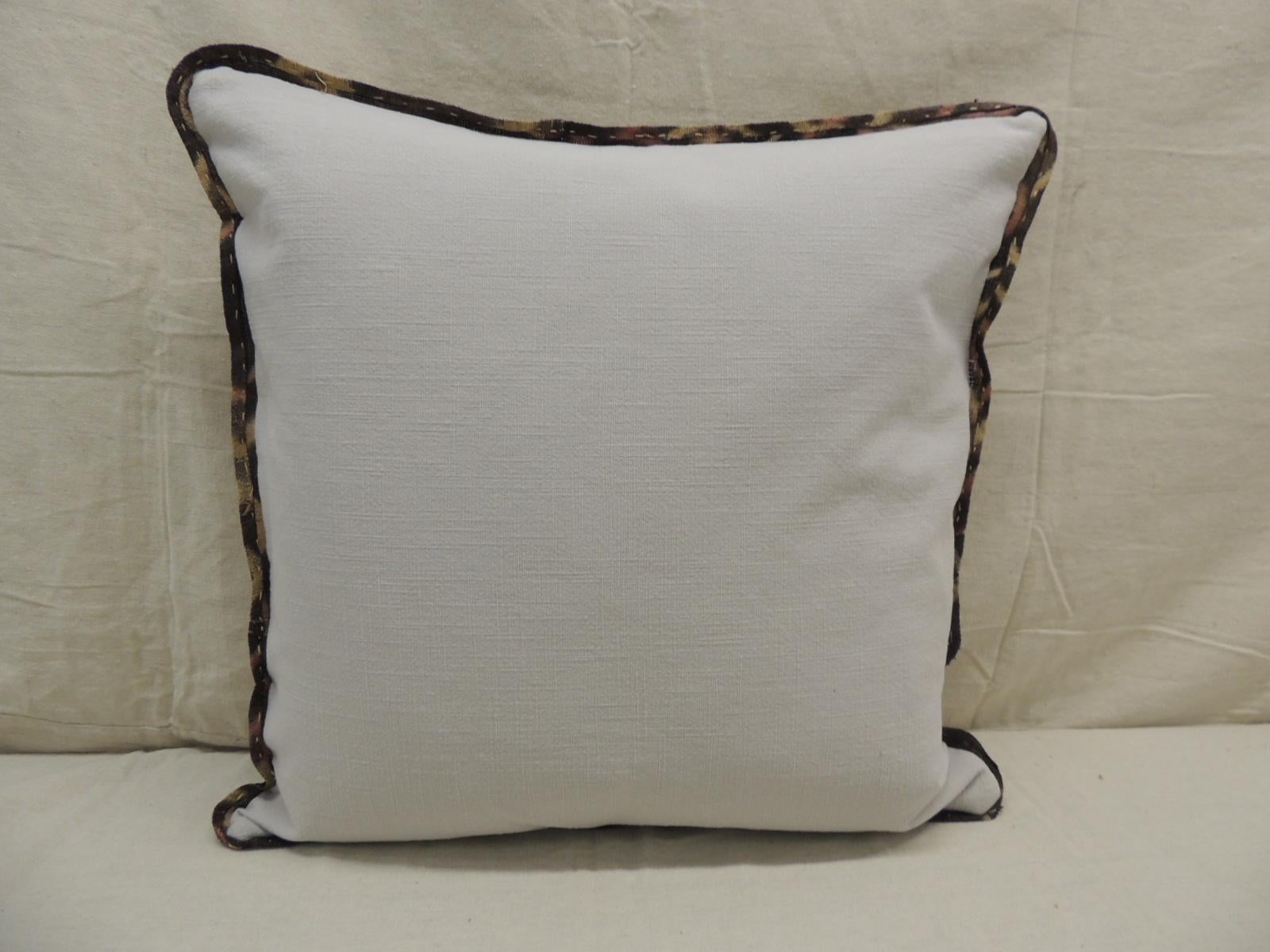 Vintage Kuba Tan and Black Handwoven Patchwork African Decorative Pillow In Good Condition In Oakland Park, FL