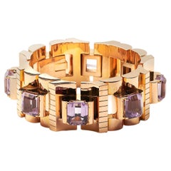 Bracciale vintage in oro e kunzite, 1945 circa