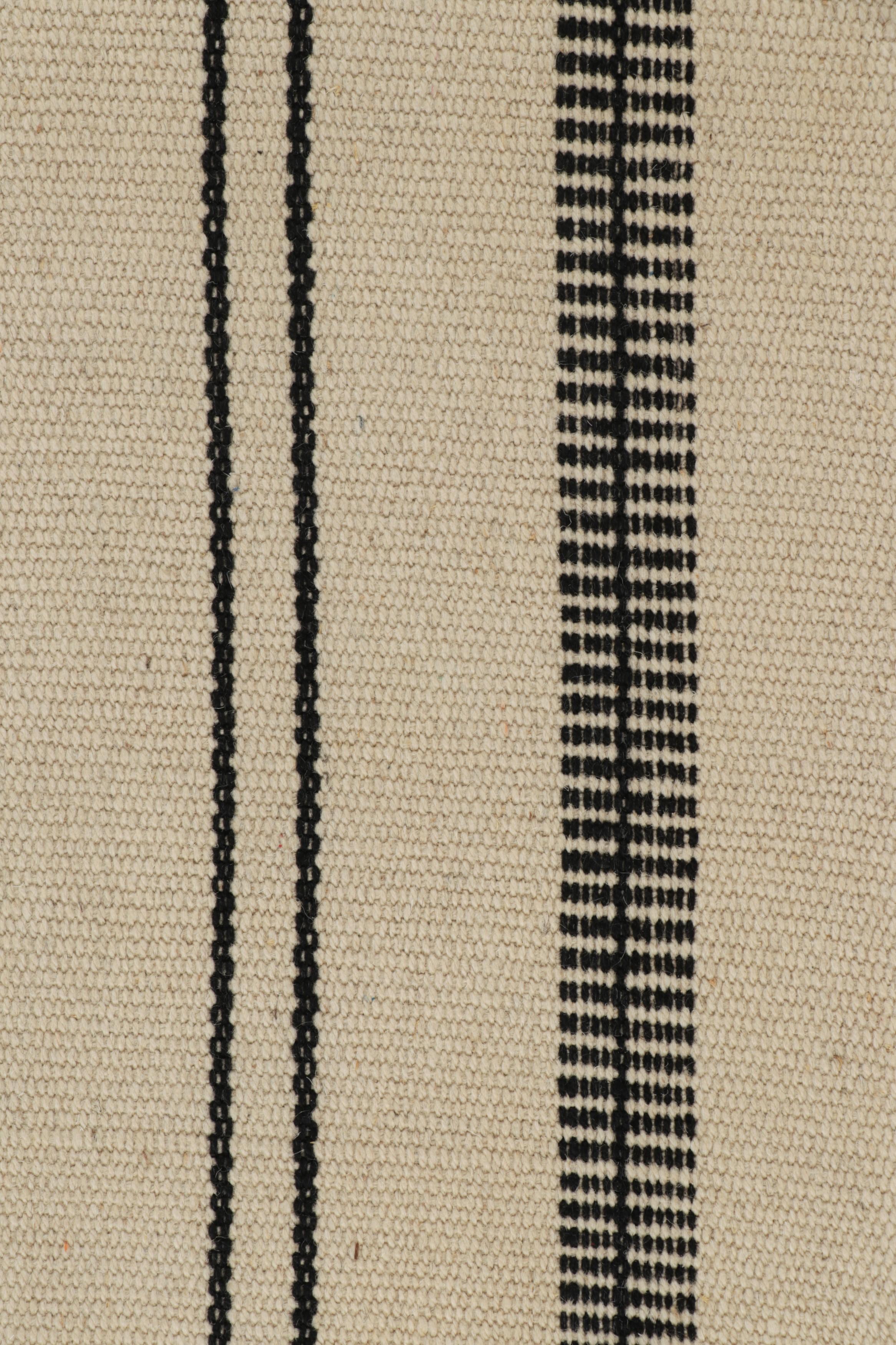Laine Kilim persan Vintage Kurd Bidjar avec rayures taupe, noir et crème - Rug & Kilim en vente