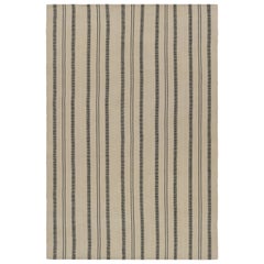 Kilim persan Vintage Kurd Bidjar avec rayures taupe, noir et crème - Rug & Kilim