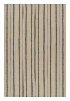 Vintage By Bidjar Persischer Kilim mit taupefarbenen, schwarzen und cremefarbenen Streifen - Rug & Kilim