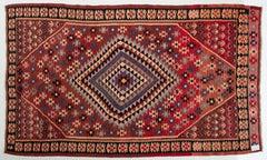 Vintage Kurdestan Kilim Rug, Hand-Woven Wool, Warm Colors, 1950