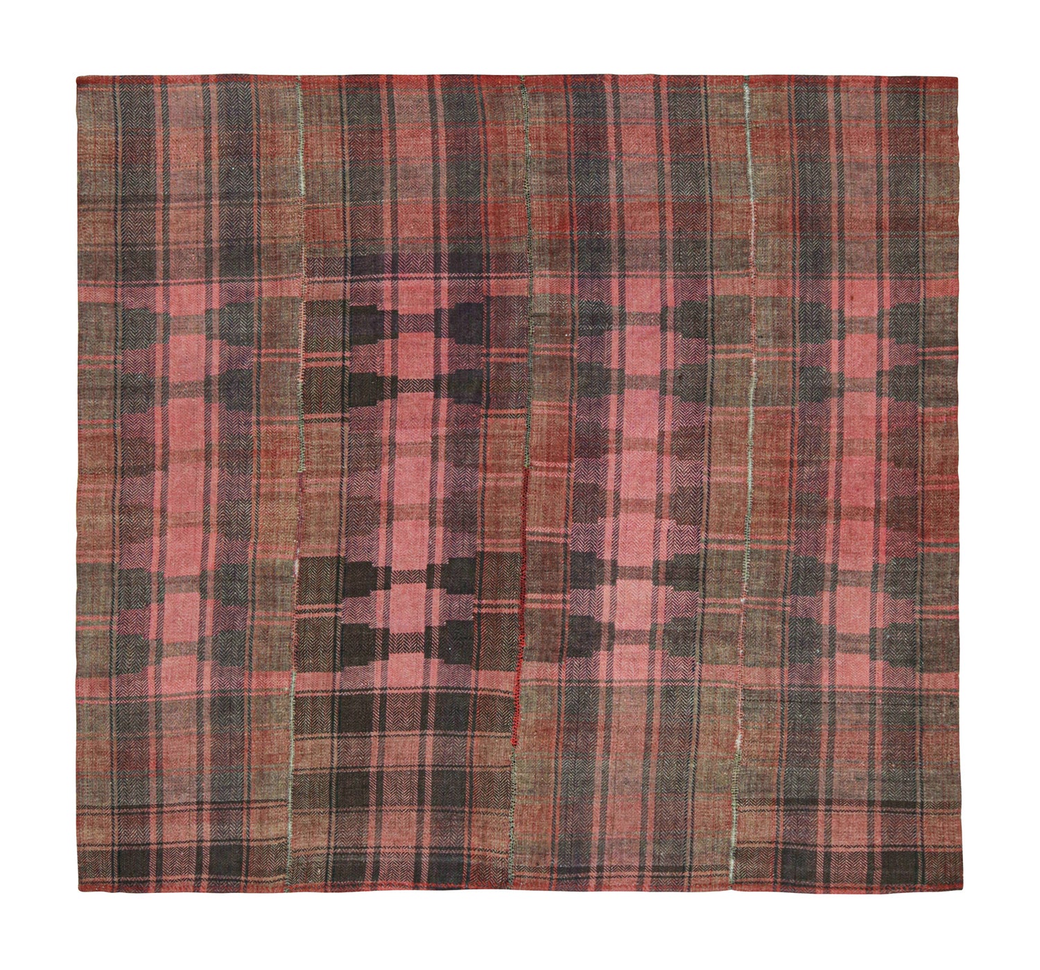 Kilim curdo vintage Jajim con motivi geometrici rosa e marrone di Rug & Kilim in vendita