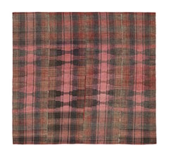Vintage Kurdish Jajim Kilim in Pink and Brown Geometric Patterns by Rug & Kilim