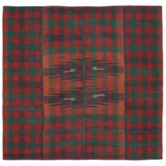 Vintage Kurdish Jajim Persian Kilim in Red and Teal Plaid Pattern by Rug & Kilim