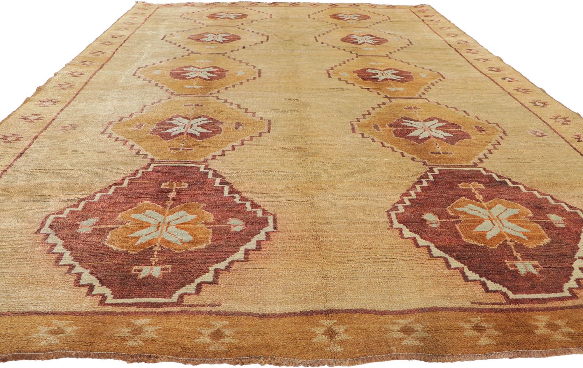 Turkish Vintage Kurdish Kars Rug, Mid-Century Modern Meets Tribal Enchantment For Sale