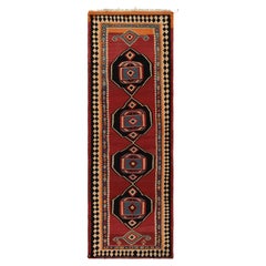 Vintage Kurdish Kilim rug in Red Black and Blue Medallion Pattern by Rug & Kilim