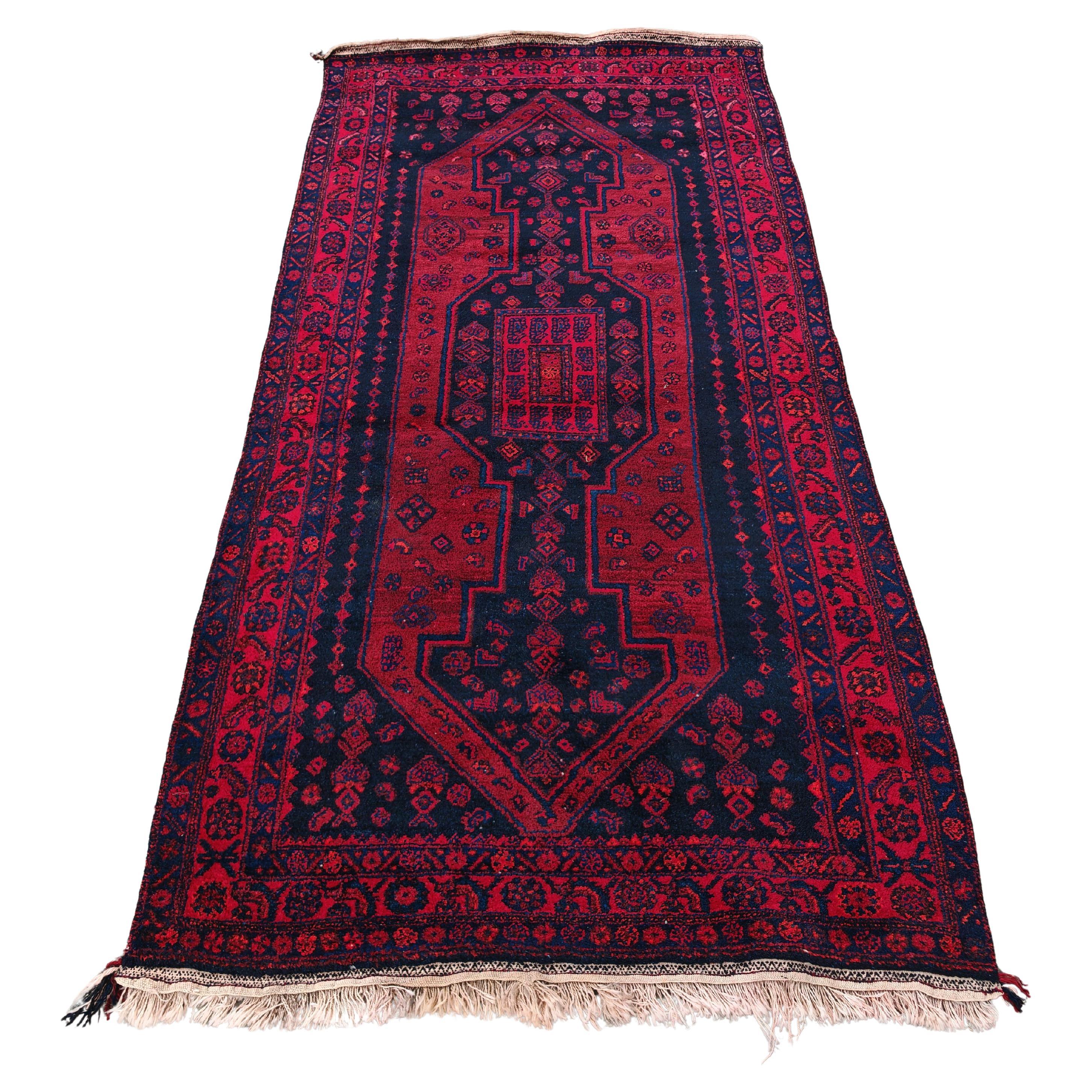 Vintage Kurdish Koliay rug, hand-knotted, natural dyes, West Asia 1940s