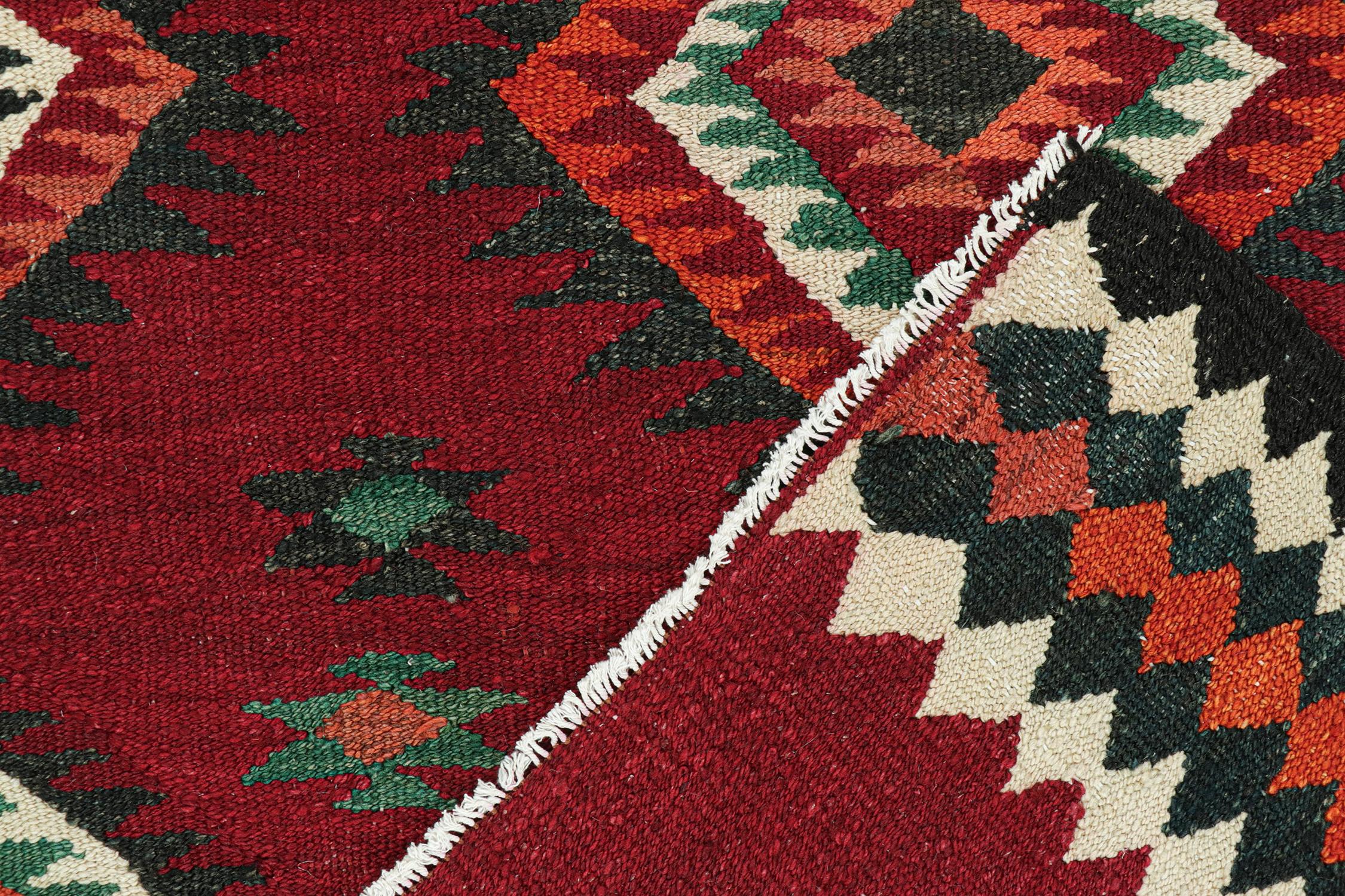 Wool Vintage Kurdish Persian Kilim in Red with Medallion Patterns by Rug & Kilim For Sale