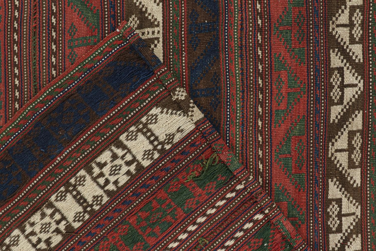 Mid-20th Century Vintage Kurdish Persian Kilim in Stripes & Geometric Patterns For Sale