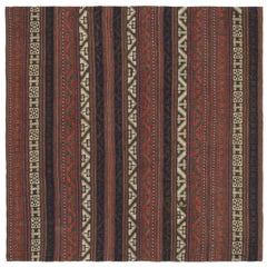 Kurdischer persischer Kelim in Streifen und geometrischen Mustern im Vintage-Stil