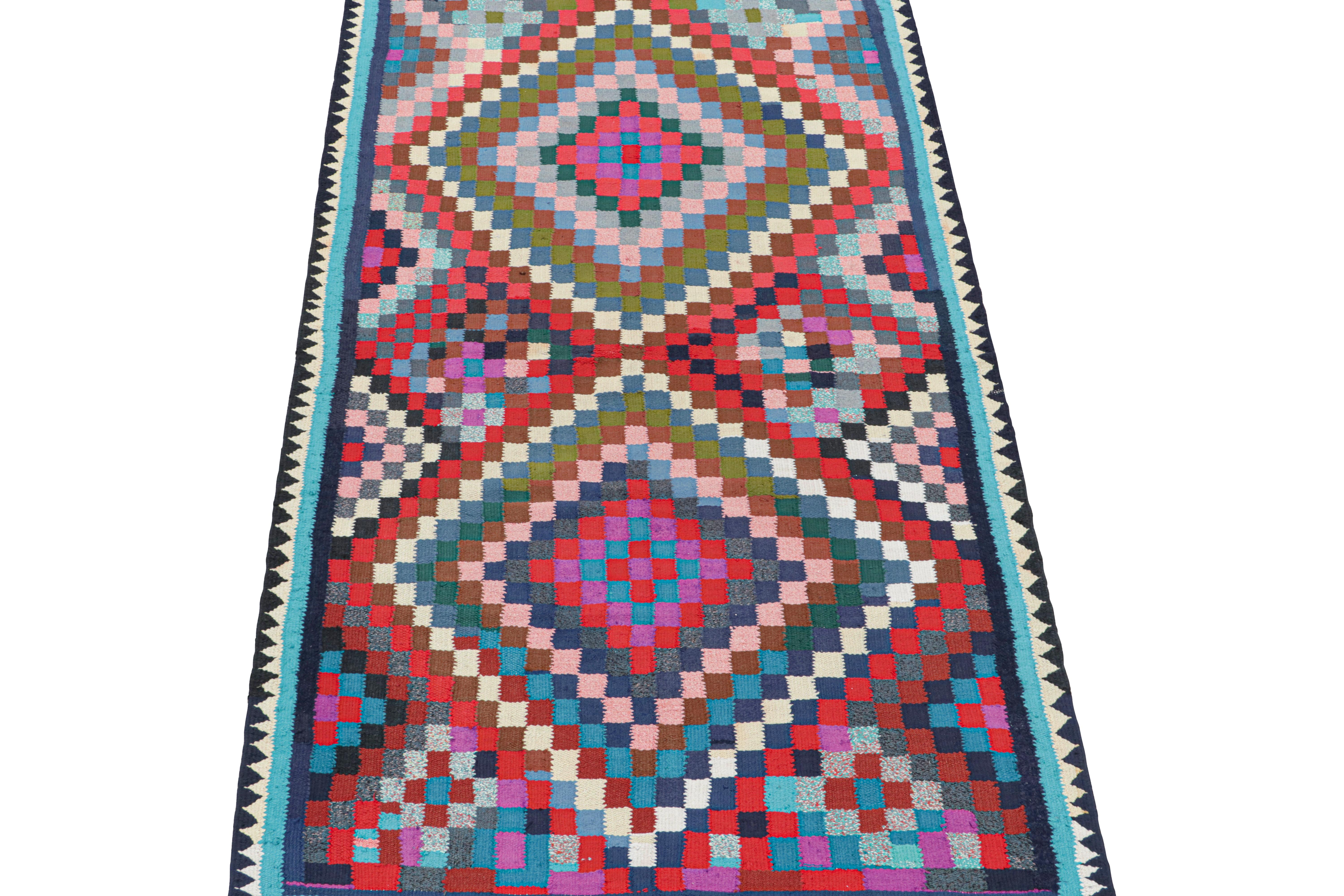 Hand-Knotted Vintage Kurdish Persian Kilim with Vibrant Geometric Patterns For Sale
