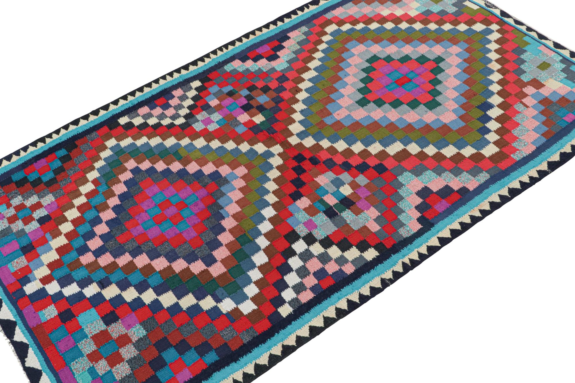 Vintage Kurdish Persian Kilim with Vibrant Geometric Patterns In Good Condition For Sale In Long Island City, NY