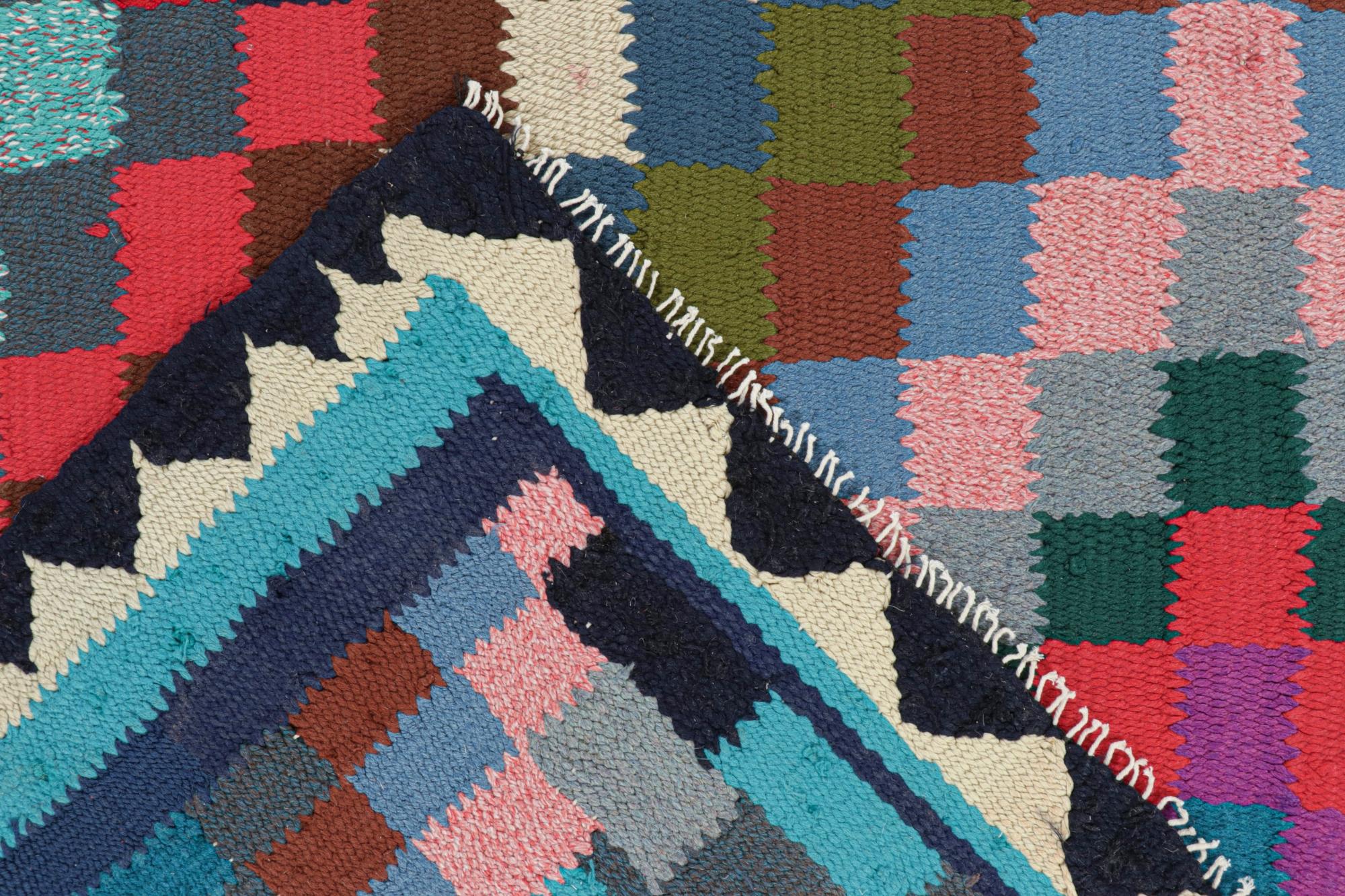 Wool Vintage Kurdish Persian Kilim with Vibrant Geometric Patterns For Sale