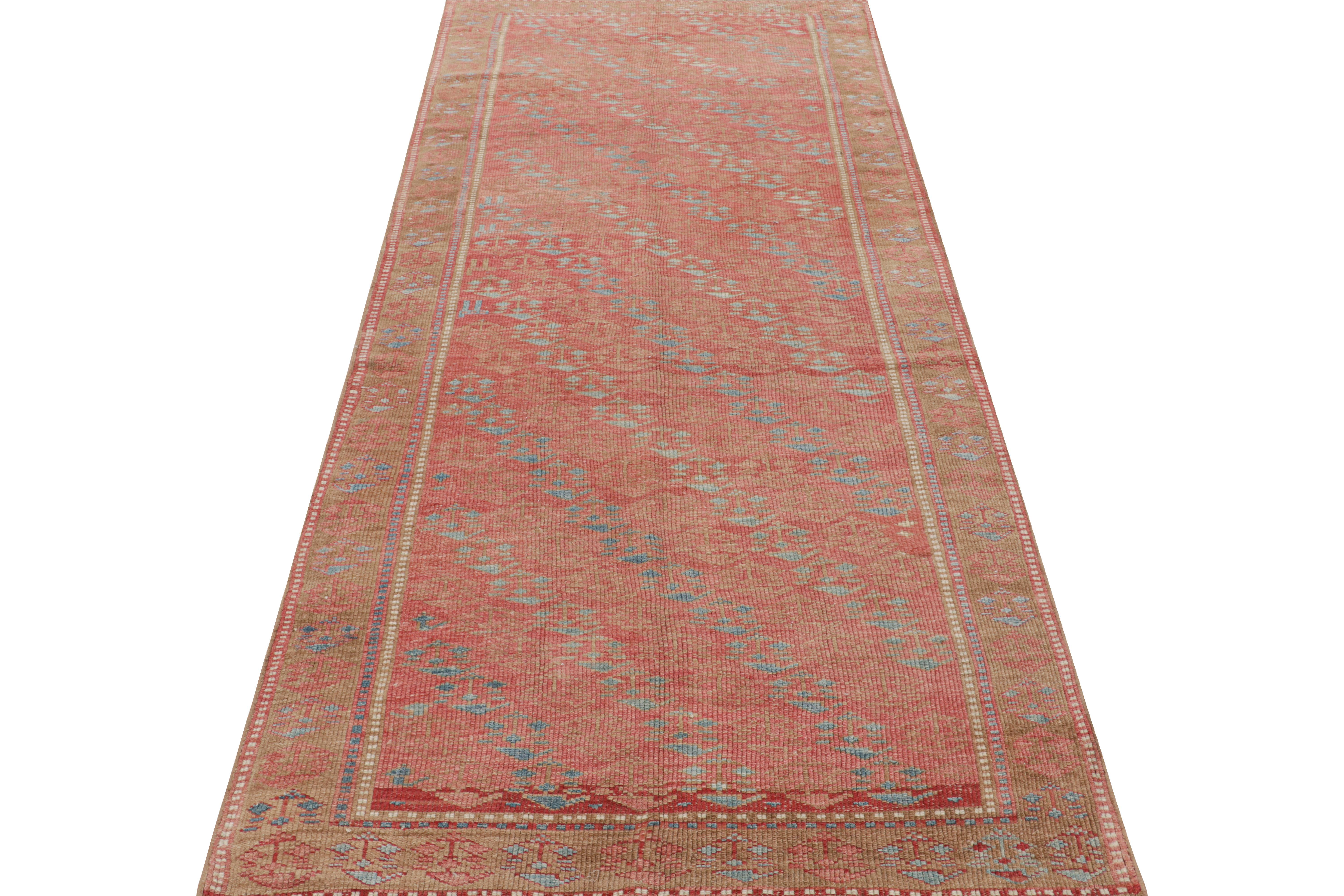 Tribal Vintage Kurdish Runner Rug in Red with Geometric Patterns, from Rug & Kilim For Sale