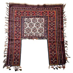 Vintage Kurdish Saddle Blanket, Handwoven Wool, Paisley Design, 1900s