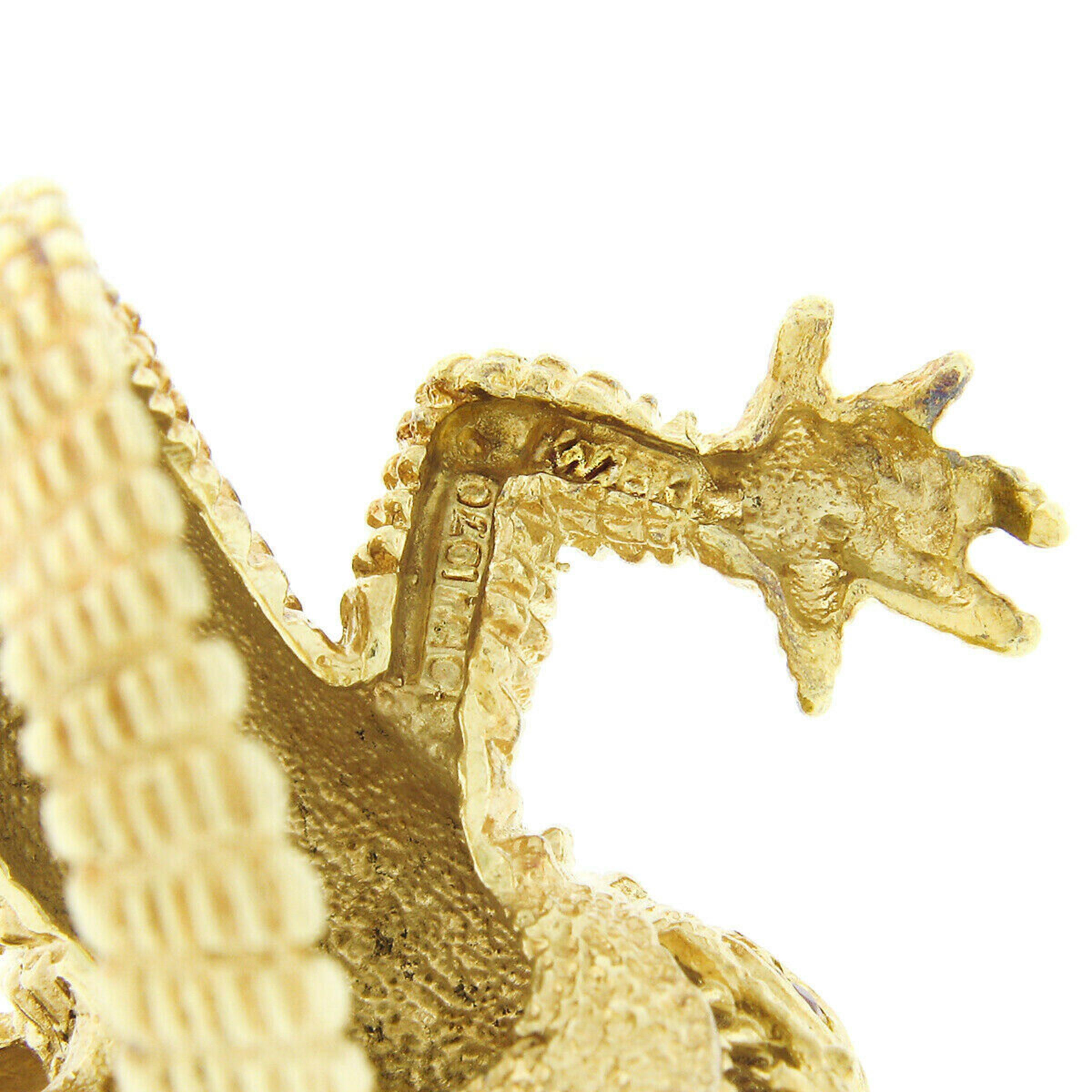 Vintage Kurt Wayne 18k Gold Detailed Textured Ruby Alligator Crocodile Wrap Ring 4