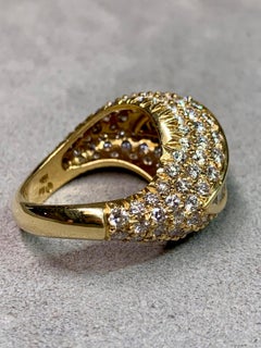 Vintage Kurt Wayne Sculptural Crest Baguette Round Diamond Cocktail Ring 5.50ctw