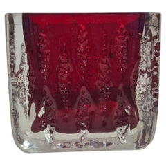 Vaso di cristallo rosso vintage Kurt Wokan Ingrid Glashütte, anni '60
