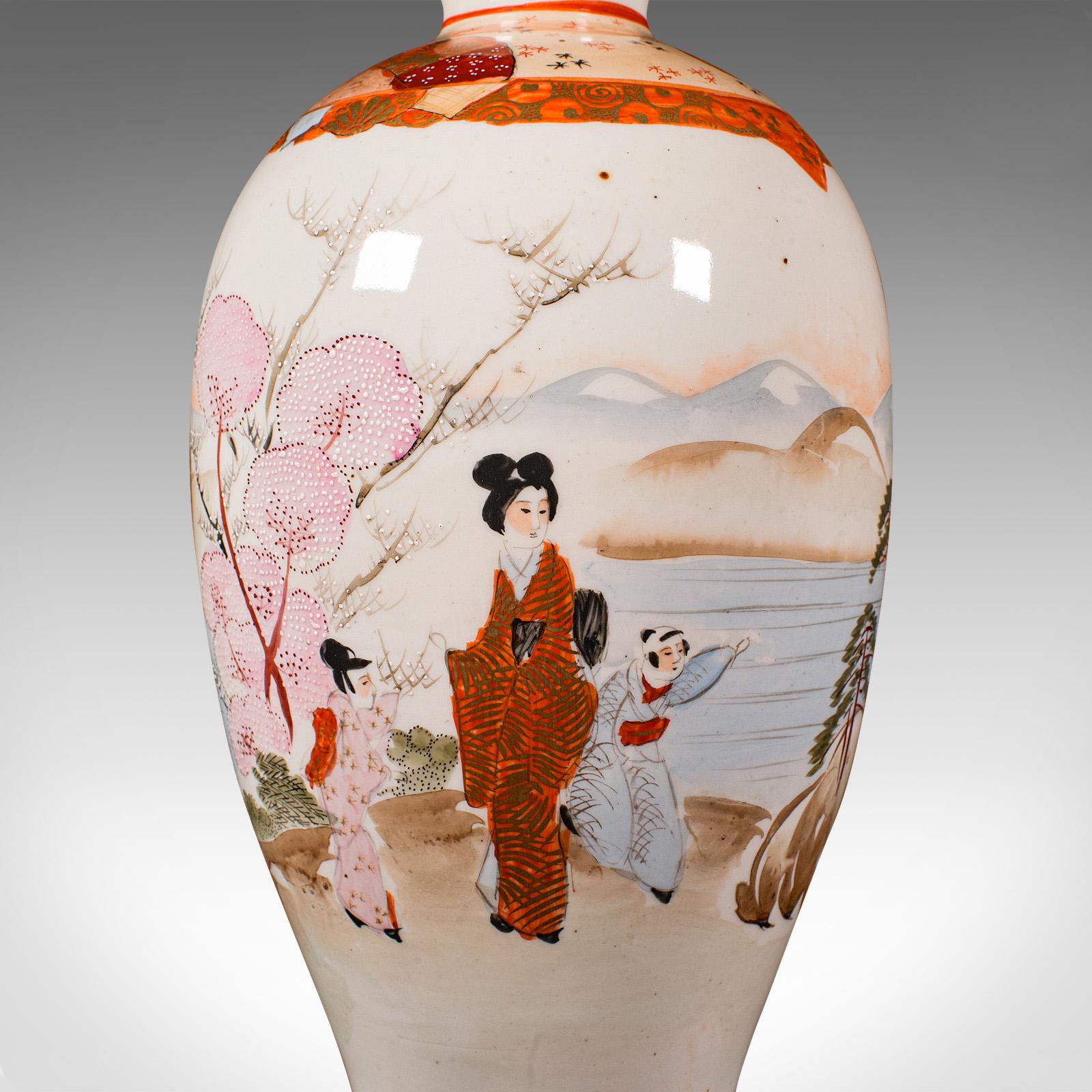 Vintage Kutani Vase, Japanese, Ceramic, Baluster Flower Urn, Art Deco, C.1930 For Sale 6