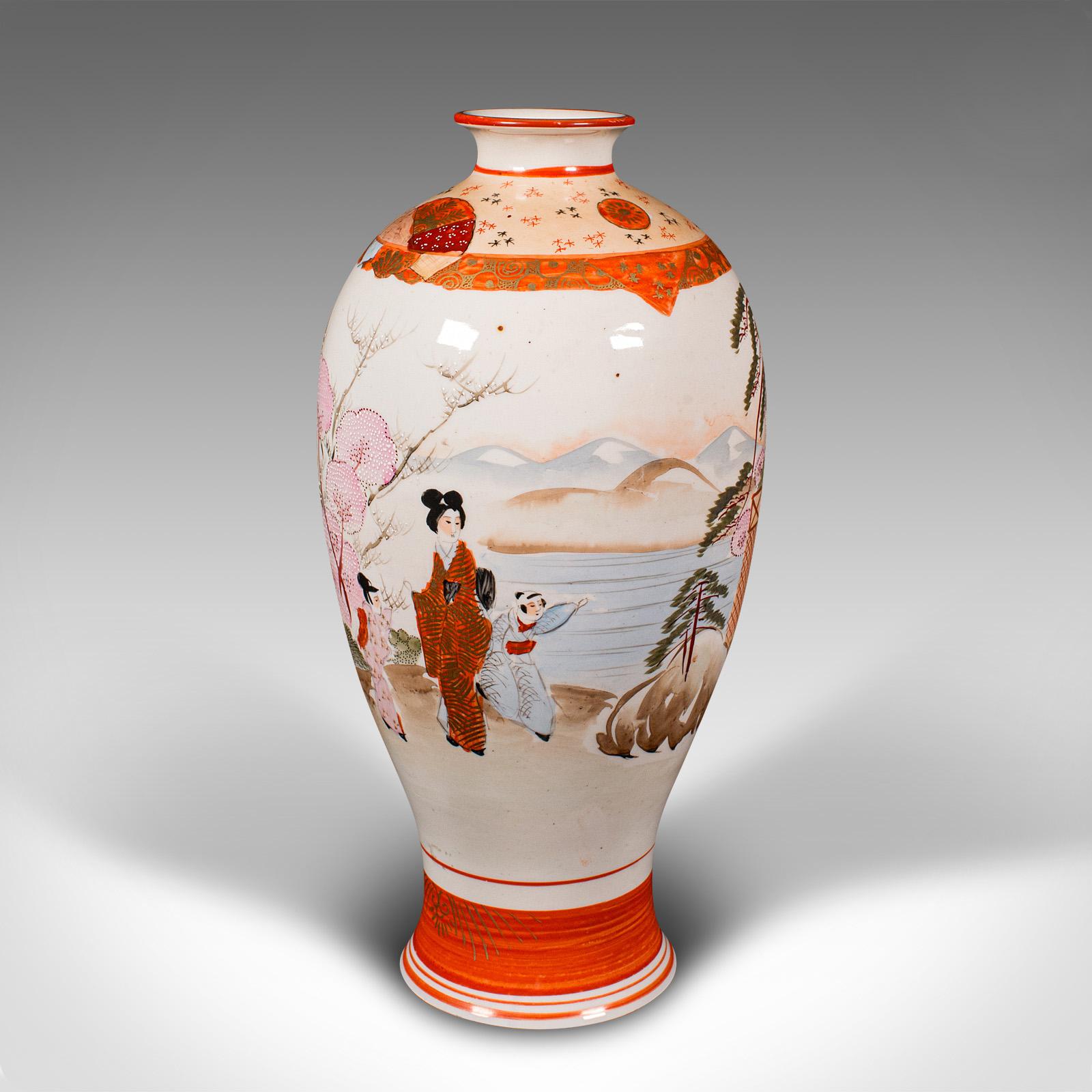 20th Century Vintage Kutani Vase, Japanese, Ceramic, Baluster Flower Urn, Art Deco, C.1930 For Sale