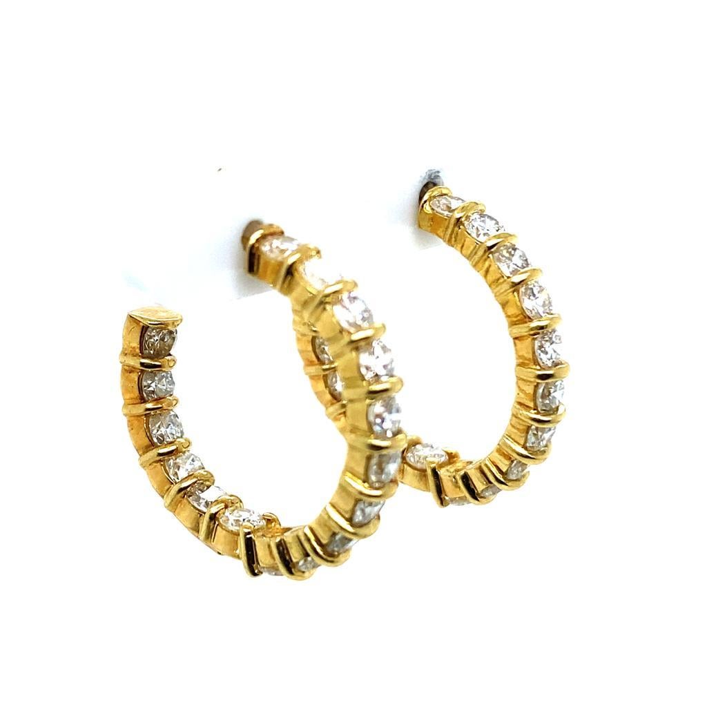 Retro Vintage Kutchinsky 18 Karat Yellow Gold Diamond Hoop Earrings For Sale