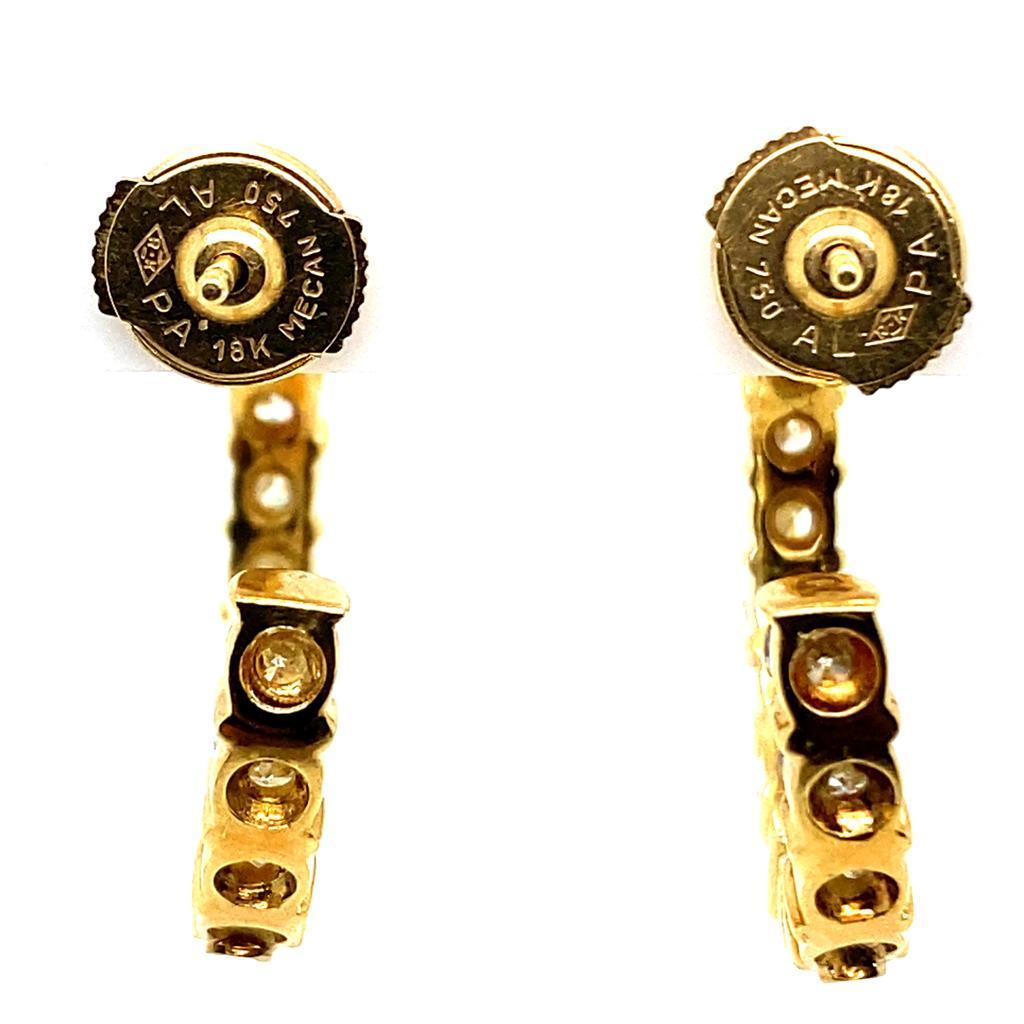 Vintage Kutchinsky 18 Karat Yellow Gold Diamond Hoop Earrings For Sale 1