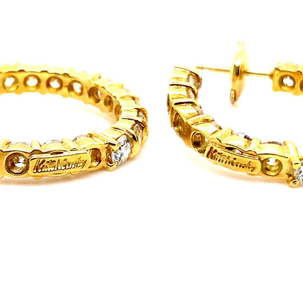Vintage Kutchinsky 18 Karat Yellow Gold Diamond Hoop Earrings For Sale 3