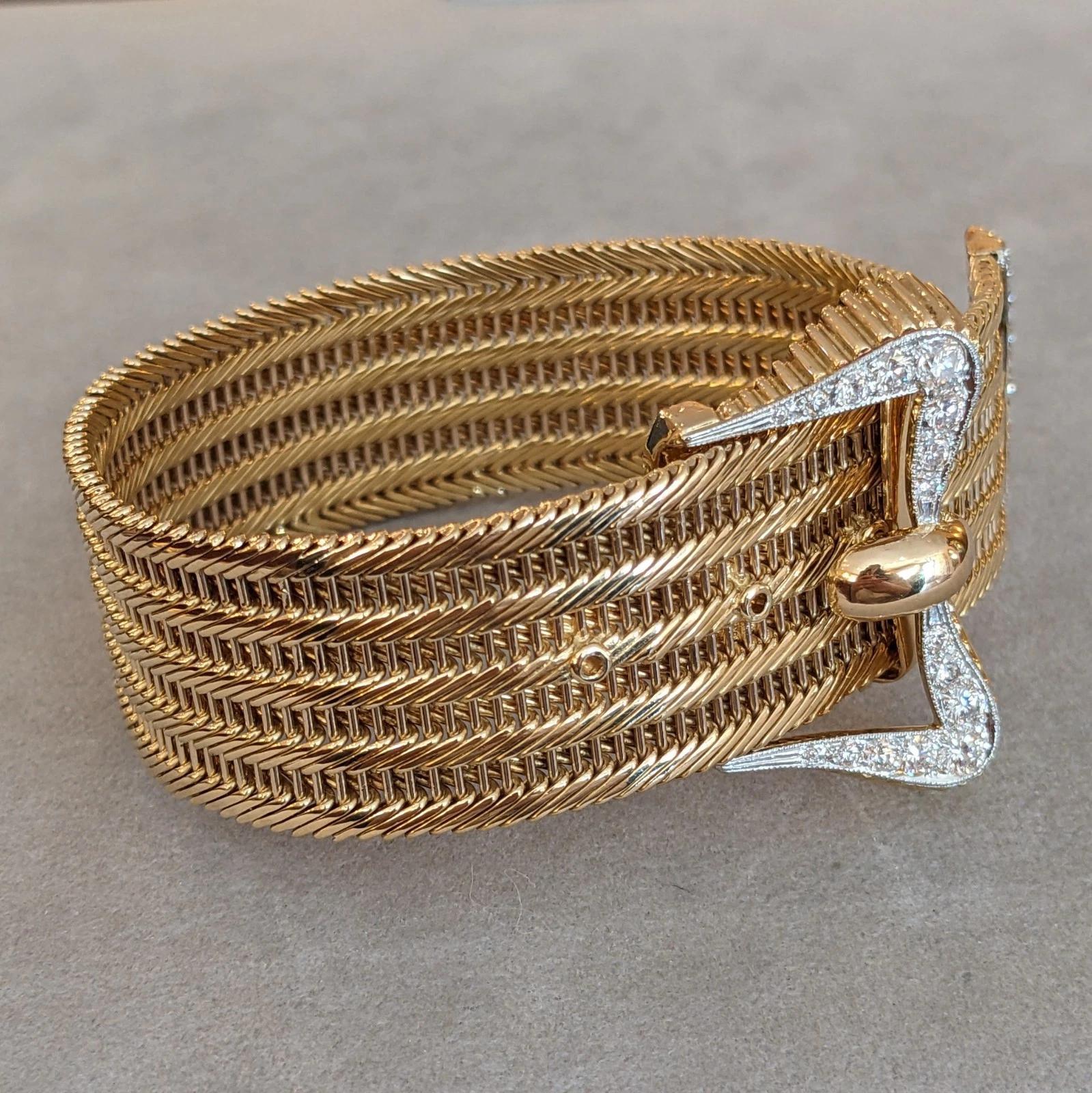De las mujeres Pulsera vintage Kutchinsky de oro amarillo de 18 quilates con diamantes en venta