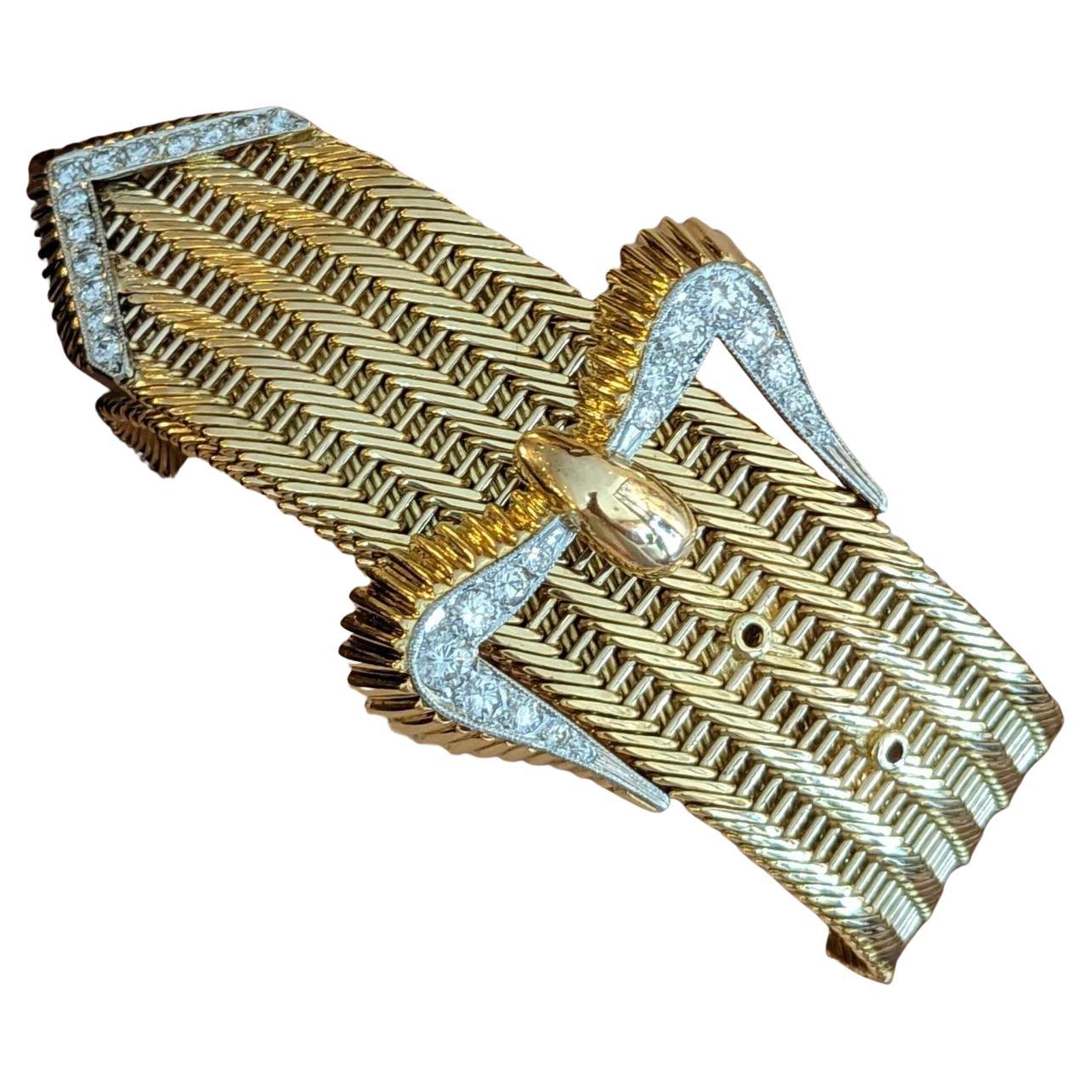 Pulsera vintage Kutchinsky de oro amarillo de 18 quilates con diamantes en venta