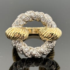Vintage By Kutchinsky Diamond Rope Ring 18k Two Tone - 1.25ctw