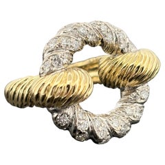 Vintage Kutchinsky Diamond Rope Ring 18k Two Tone - 1.25ctw