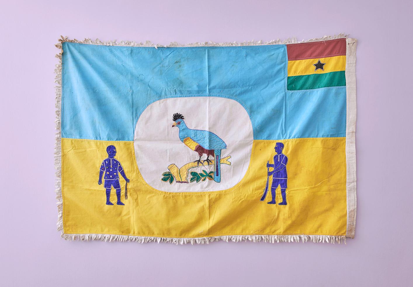 Kvamina Amoaku
Ghana, 1970's

Asafo flag in cotton applique patterns. Fante People.

Asafo Flags are created by the Fante people of Ghana. The flags are visual representations of military organisations in Fante communities known as “Asafo”. The