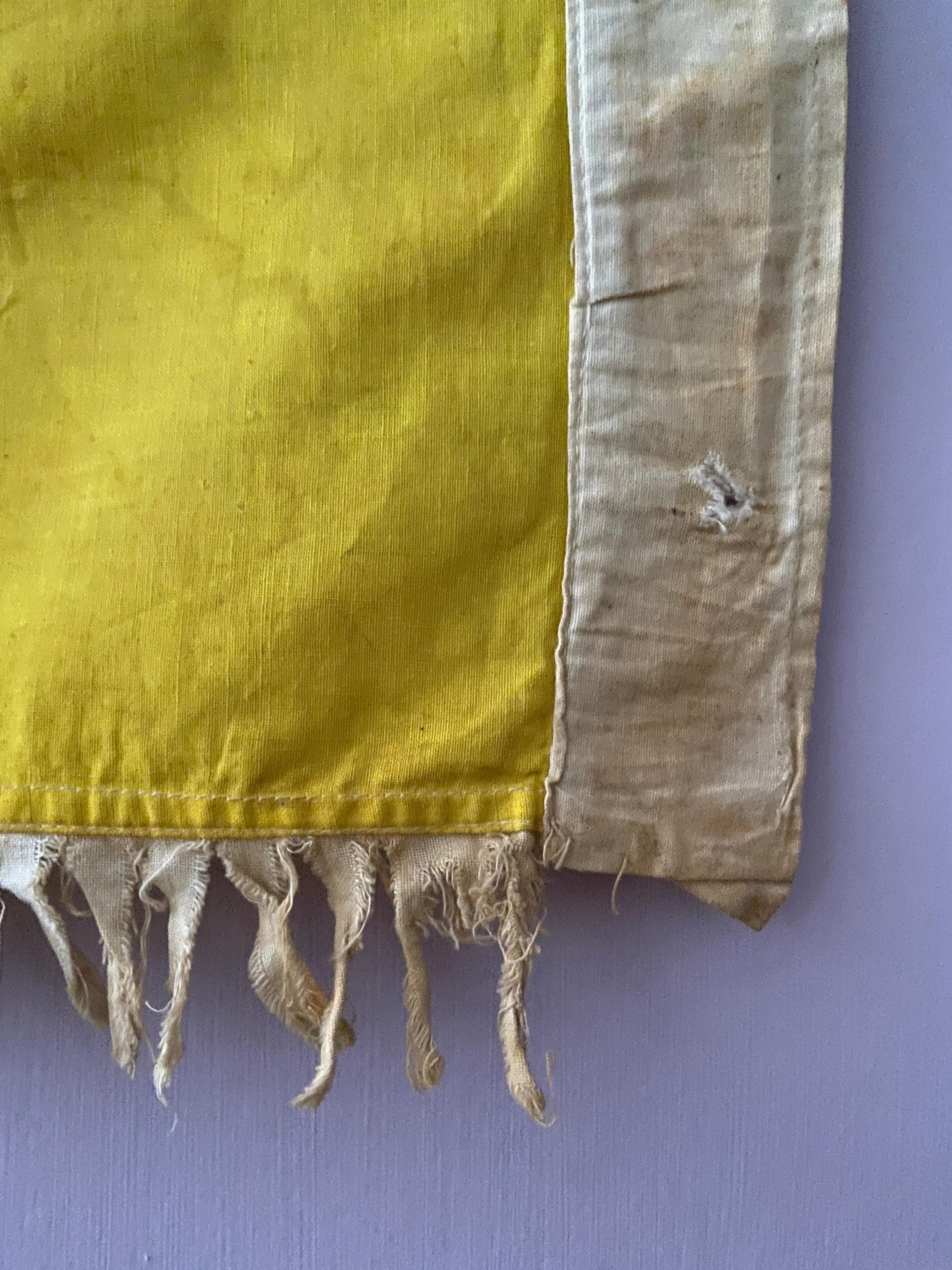 Ghanaian Vintage Kvamina Amoaku Asafo Flag in Yellow Appliqué Patterns, Ghana, 1970's