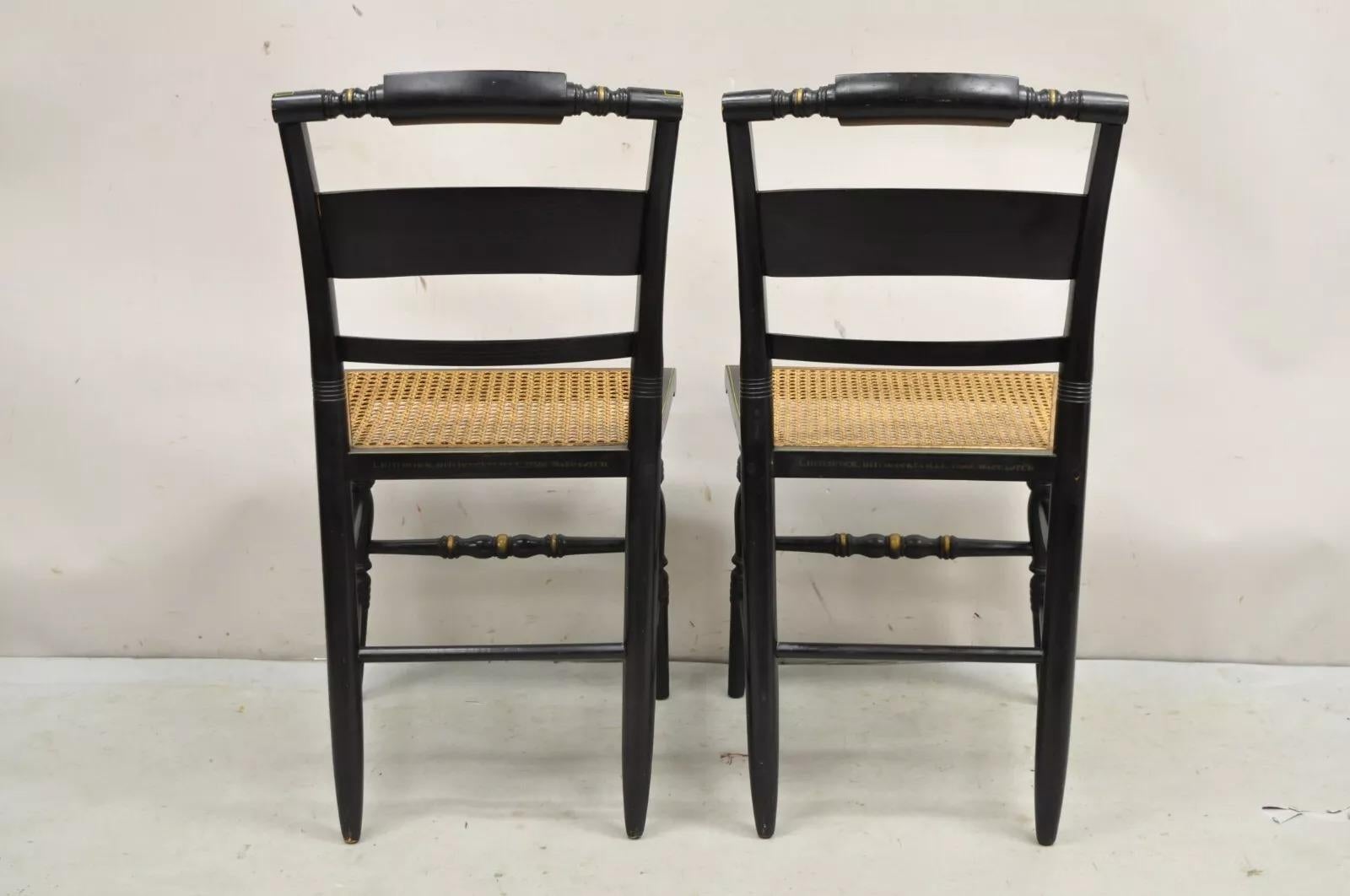 Vintage L. Hitchcock Black Stencil Harvest Decorated Cane Side Chair - a Pair For Sale 3