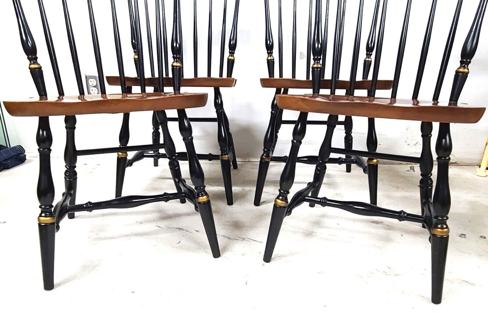 20th Century Vintage L Hitchcock Harvest Windsor Dining Chairs, Set of 4