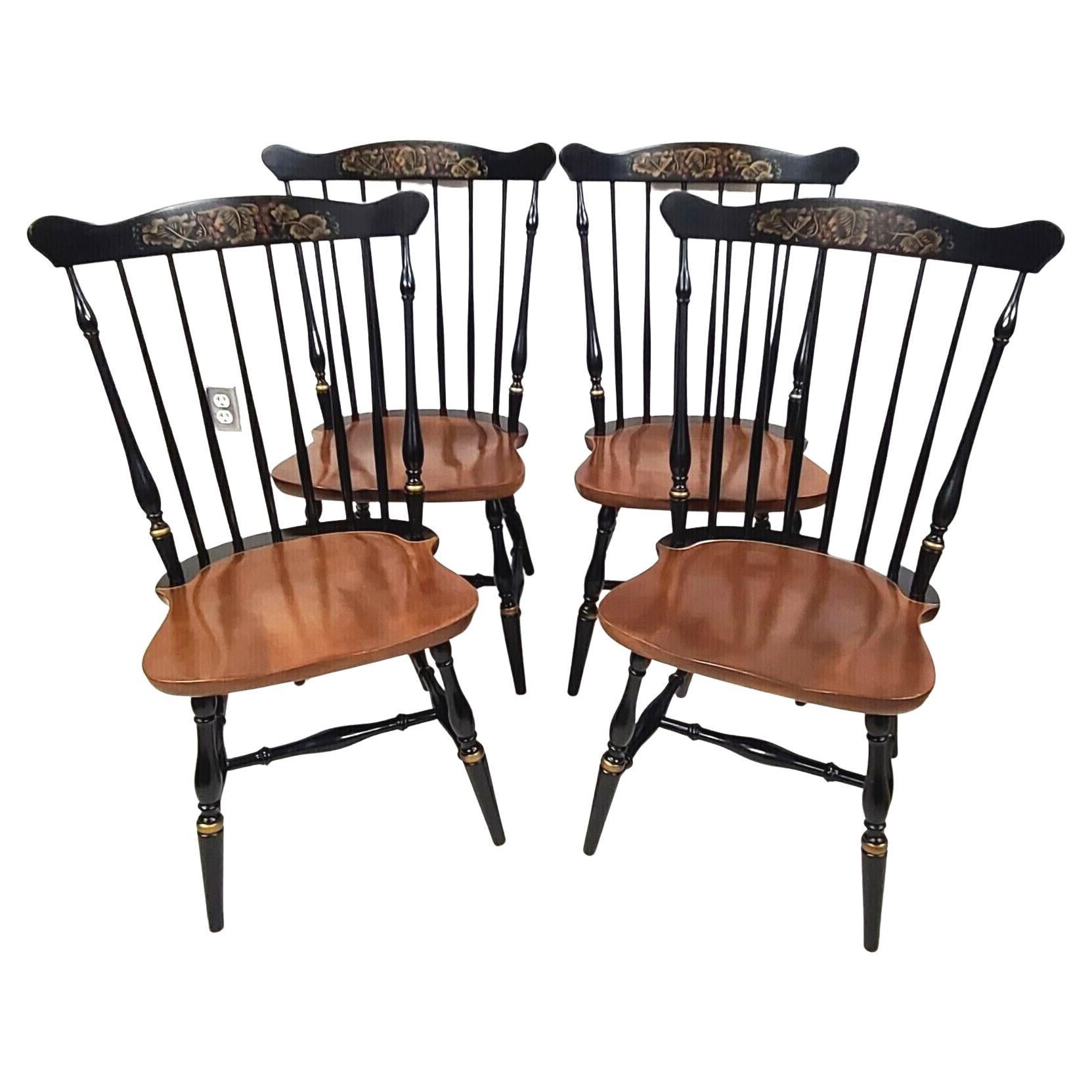 Vintage L Hitchcock Harvest Windsor Dining Chairs, Set of 4