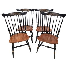 Retro L Hitchcock Harvest Windsor Dining Chairs, Set of 4